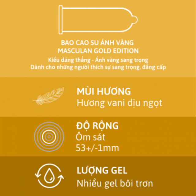 (Cao cấp) Bao Cao Su Masculan Gold Luxury Edition &ndash; &Aacute;nh V&agrave;ng Sang Trọng Hộp 10 C&aacute;i Ch&iacute;nh h&atilde;ng