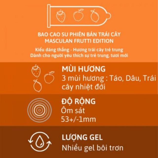 (Cao cấp) Bao Cao Su Masculan Frutti Edition &ndash; Hương Hoa Quả Hộp 10 C&aacute;i Ch&iacute;nh h&atilde;ng