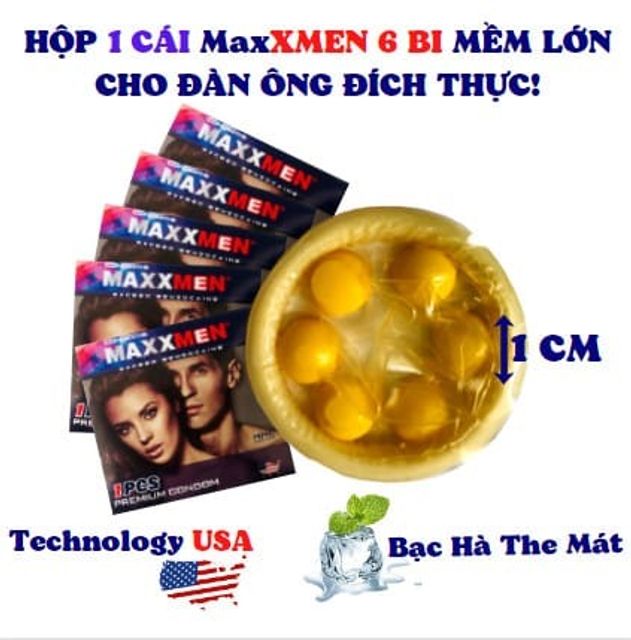 (Nhập khẩu) Bao Cao Su MaxxMen 6 Bi Nổi Lớn 1cm Chính hãng