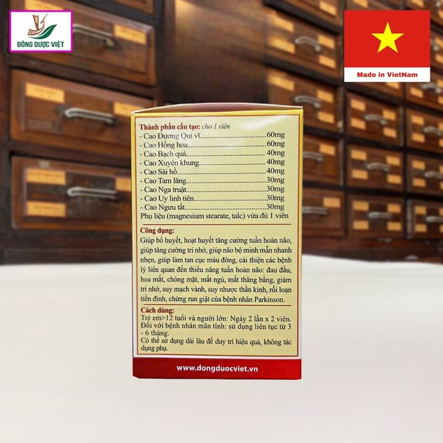 Hoạt Huyết Dưỡng N&atilde;o Đ&ocirc;ng Dược Việt - Chai 20 vi&ecirc;n