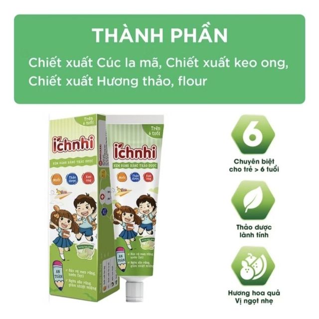 Kem đ&aacute;nh răng Ich Nhi 6+