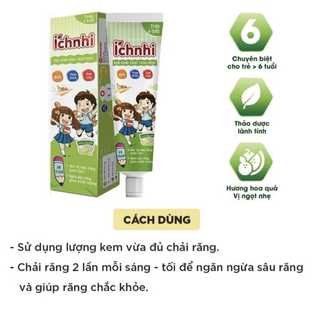 Kem đ&aacute;nh răng Ich Nhi 6+