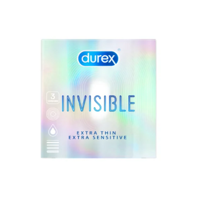 (Cao cấp) Bao Cao Su Durex Invisible Extra Thin, Extra Lubricated Hộp 3 Cái Chính hãng - hình ảnh thực tế