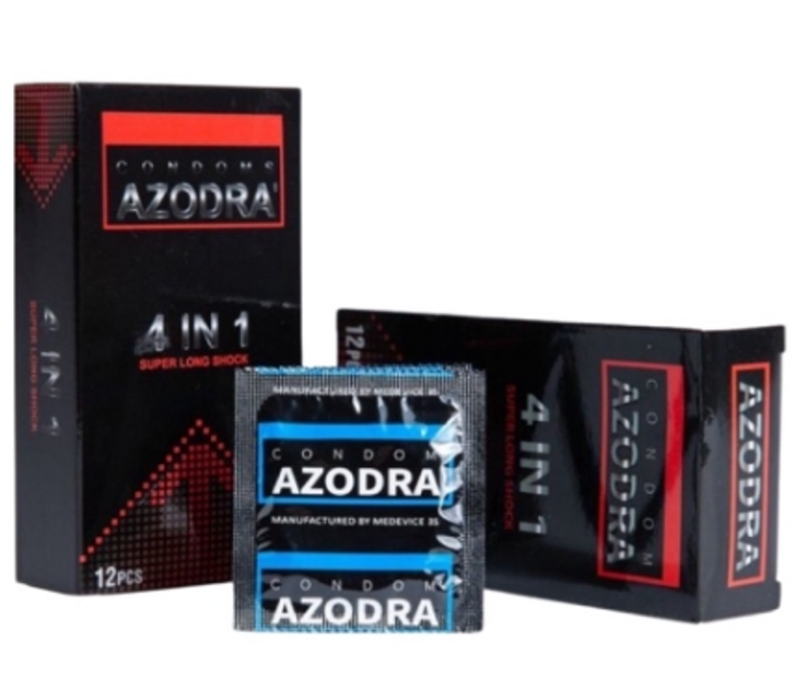 (Cao cấp) Bao Cao Su Azodra 4 in 1 – Kéo Dài Thời Gian, Gân Gai Hộp 12 Cái Chính hãng - hình ảnh thực tế