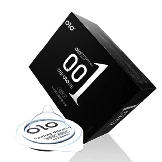 (Cao cấp) Bao Cao Su 0.01 OLO Đen Hương Vani, Siêu Mỏng, Nhiều Gel Bôi Trơn Kéo Dài Thời Gian – Hộp 10 chiếc Chính hãng