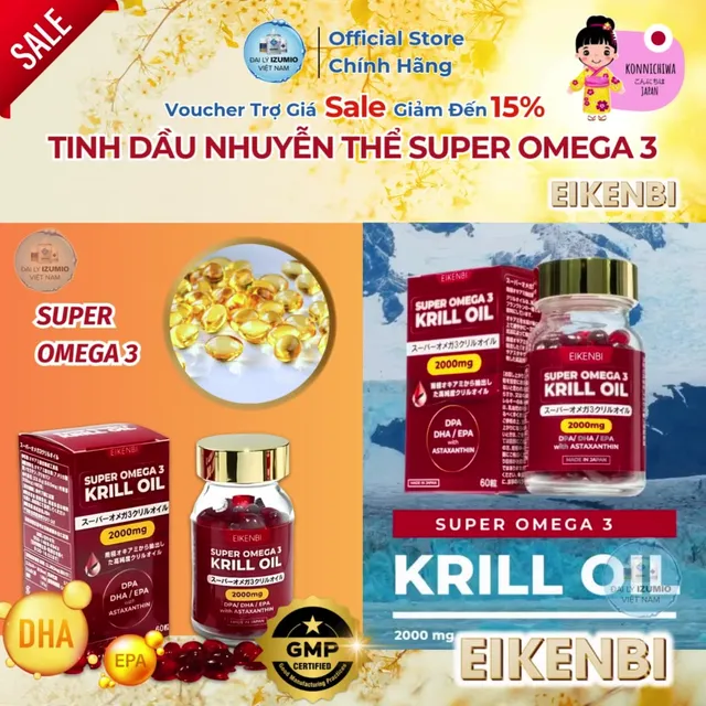 Vi&ecirc;n Uống Dầu Nhuyễn Thể Super Omega 3 Krill Oil Eikenbi
