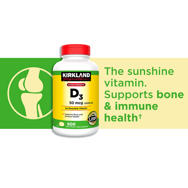 Vi&ecirc;n uống bổ sung Vitamin D3 Kirkland 50mcg