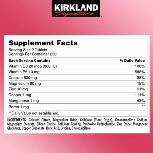 Vi&ecirc;n Uống Kirkland Signature Calcium Citrate Magnesium Kẽm 500mg