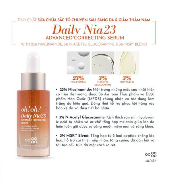 Tinh chất s&aacute;ng da oh!oh! Daily Nia23% 30ml