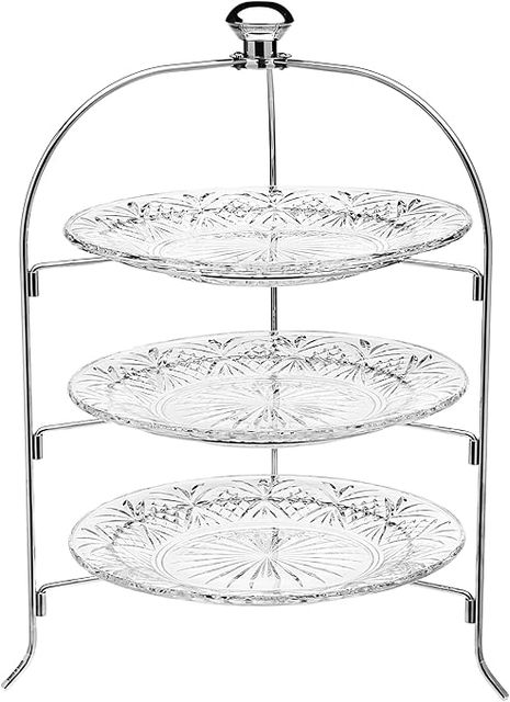 Amazon.com | Godinger 3 Tiered Platter Stand - Dublin Crystal Collection:  Dish Racks: Cake Stands