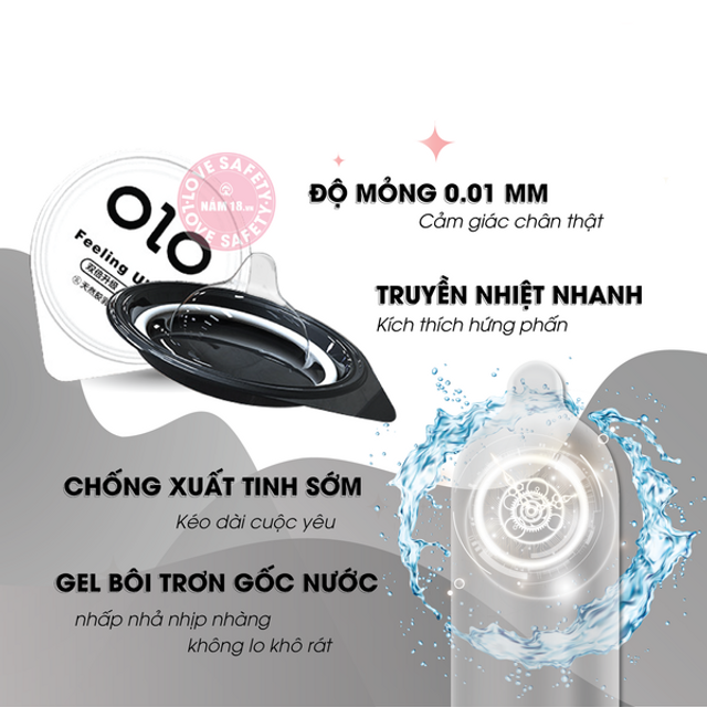 Bao Cao Su OLO Đen Si&ecirc;u Mỏng Hương Vani
