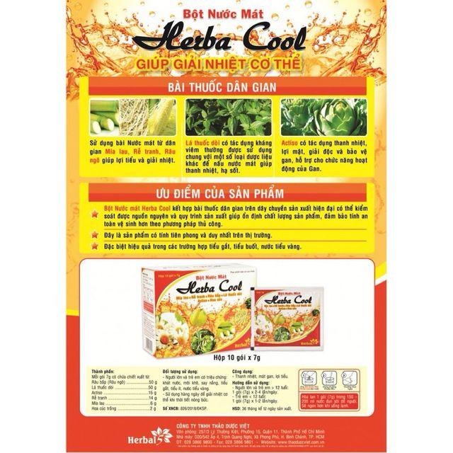 Bột nước m&aacute;t Herba Cool Extra - Bảo vệ sức khỏe cho cả gia đ&igrave;nh