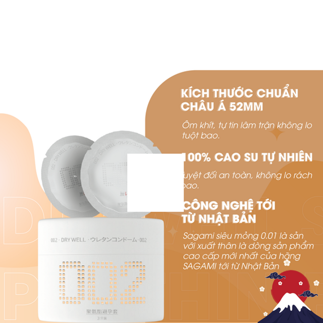 Bao Cao Su Si&ecirc;u Mỏng Drywell 0.02
