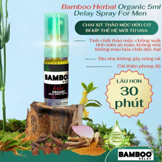 Gel b&ocirc;i trơn Bamboo Herbal Organic Delay Spray For Men 5ml