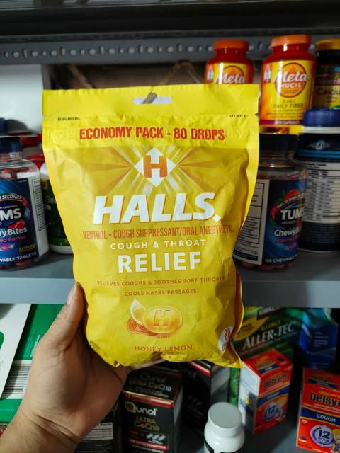 Kẹo Halls th&ocirc;ng cổ, m&aacute;t họng Halls Relief Honey Lemon 80 vi&ecirc;n