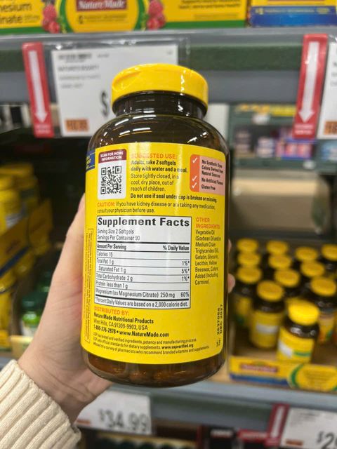 Vi&ecirc;n uống bổ sung Magie Nature Made Magnesium 250mg-180v