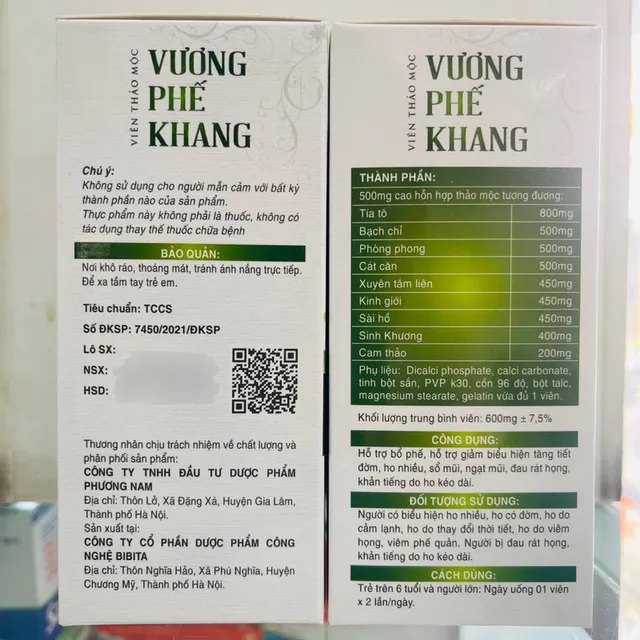 Vi&ecirc;n thảo mộc Vương Phế Khang