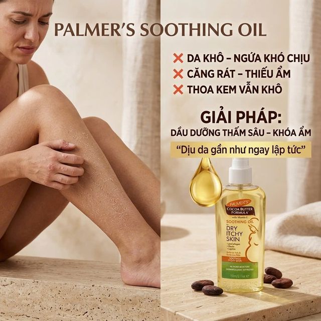 Dầu dưỡng da Palmer's Cocoa Butter Formula Soothing Oil cho da kh&ocirc; ngứa 150ml