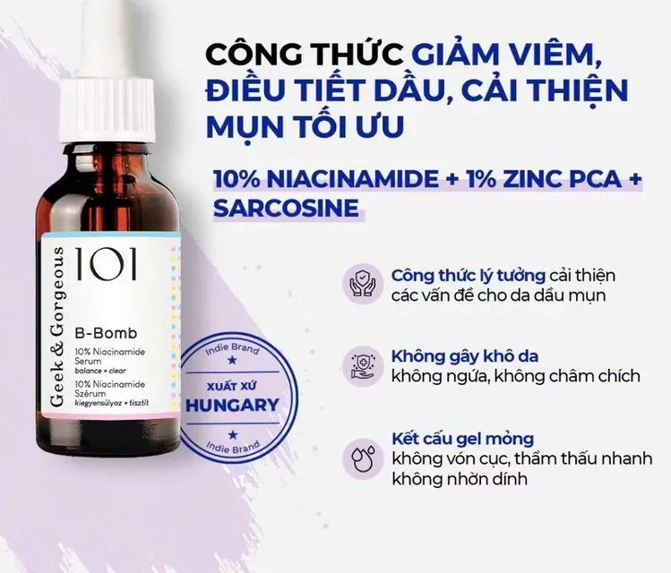 Bộ Đ&ocirc;i Tinh Chất Hỗ Trợ Giảm Mụn Mờ Th&acirc;m, Dưỡng Da S&aacute;ng Khỏe Geek & Gorgeous B-Bomb
