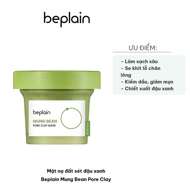 Chăm s&oacute;c da với Mặt Nạ Đất S&eacute;t Đậu Xanh Beplain