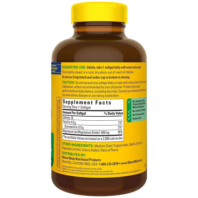 Vi&ecirc;n uống Magnesium Extra Strength Nature Made 180 vi&ecirc;n