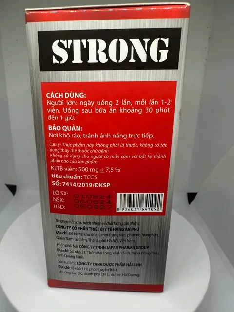 Th&agrave;nh phần vi&ecirc;n uống STRONG Oyster Extract