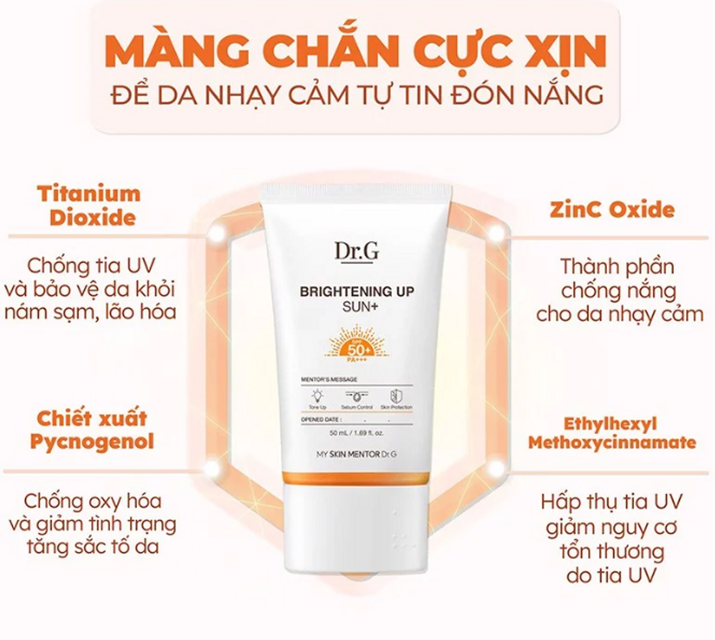 Kem Chống Nắng Kiềm Dầu N&acirc;ng T&ocirc;ng Dr.G tr&ecirc;n tay