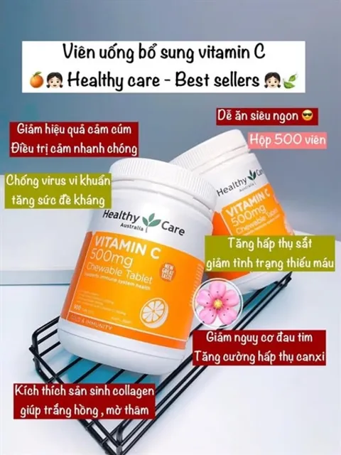 Vitamin C 500mg Healthy Care 120 vi&ecirc;n