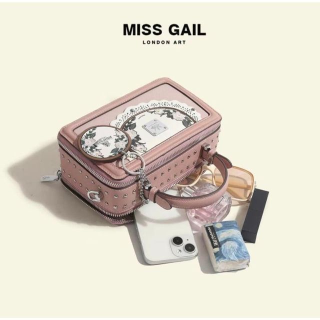 T&uacute;i x&aacute;ch Nữ MISS GAIL Hộp Chữ Nhật Charme Tr&ograve;n TRẮNG