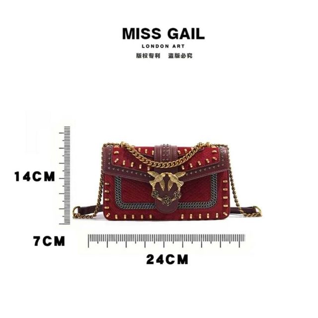 T&uacute;i x&aacute;ch nữ MISS GAIL đeo vai nhung đỏ sang