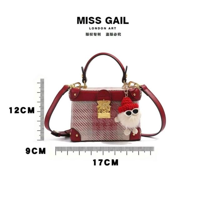 T&uacute;i hộp MISS GAIL th&ecirc;u họa tiết Houndstooth