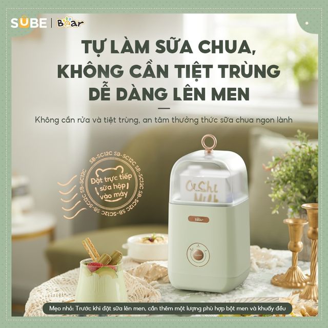 Tự l&agrave;m sữa chua kh&ocirc;ng cần tiệt tr&ugrave;ng với m&aacute;y l&agrave;m sữa chua Bear SB-SC12C