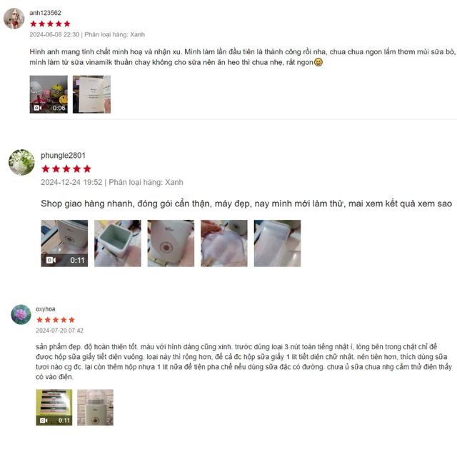 Kh&aacute;ch h&agrave;ng đ&aacute;nh gi&aacute; t&iacute;ch cực về m&aacute;y l&agrave;m sữa chua Bear SB-SC12C