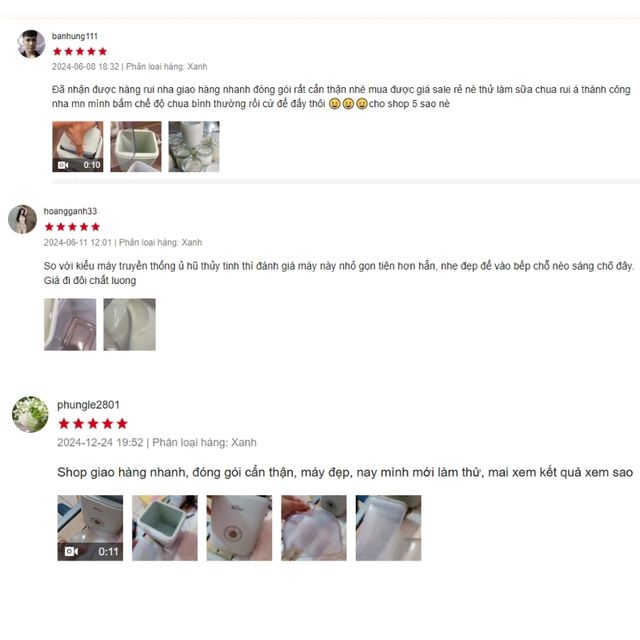 Đ&aacute;nh gi&aacute; của kh&aacute;ch h&agrave;ng về m&aacute;y l&agrave;m sữa chua Bear SB-SC12C