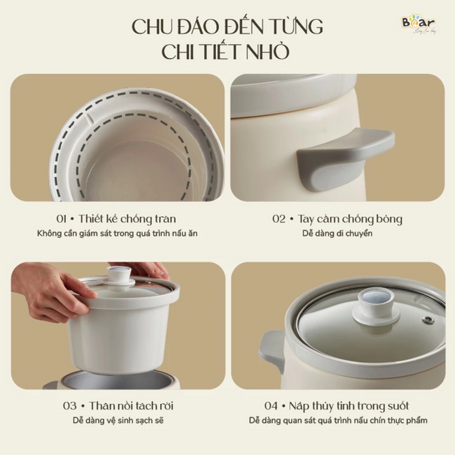 Nồi nấu chậm Bear 1.5L SB-NNC15