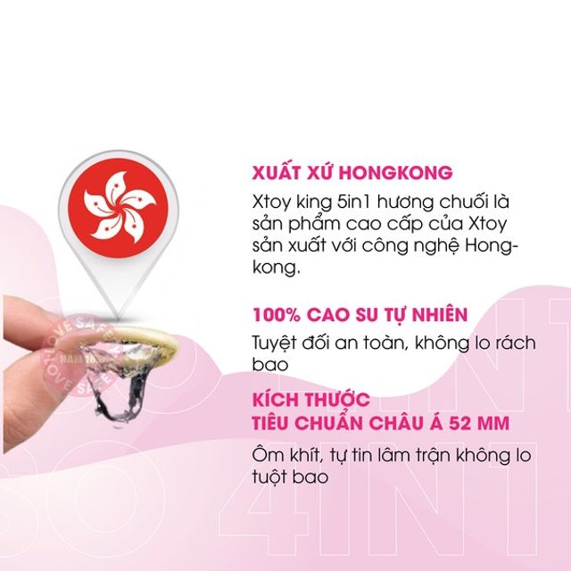 Bao Cao Su Kéo Dài Thời Gian Xtoy King 5in1 Hương Chuối