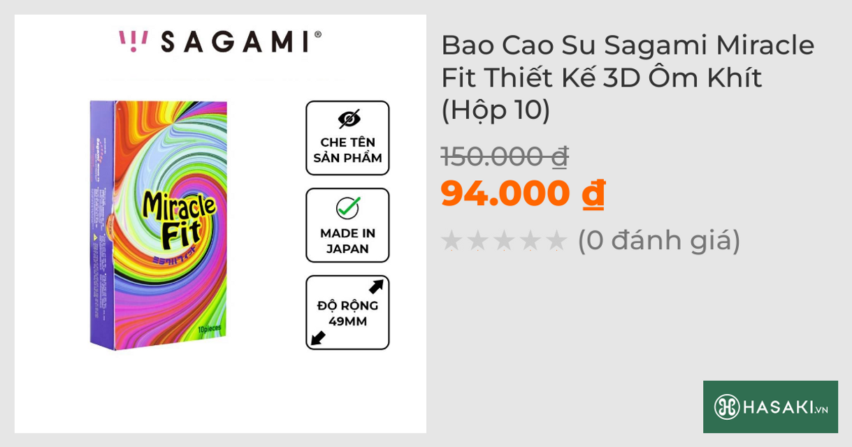 (Chính hãng) Bao cao su Sagami Miracle Fit Bao cao su ôm sát, size - hình ảnh thực tế