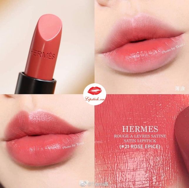Son Hermès 19 Rose Bruyère Rouge Satin Lipstick Màu Hồng