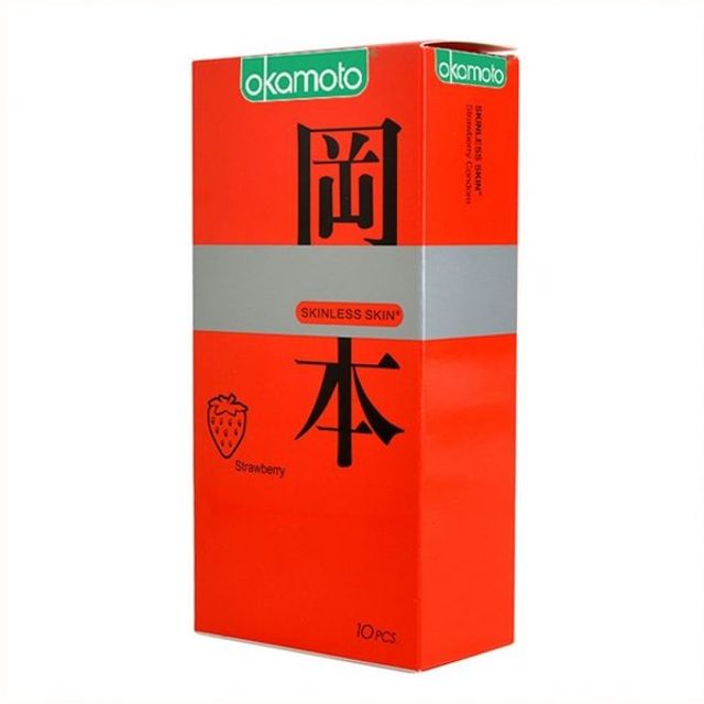 (Chính hãng) Bao Cao Su Okamoto Skinless Skin Strawberry Hương Dâu 10 - hình ảnh thực tế