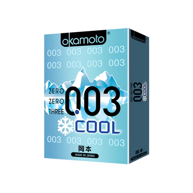 (Nhập khẩu) Bao Cao Su Okamoto 0.03 Cool Siêu Mỏng Bóng Láng Mát lạnh - hình ảnh thực tế