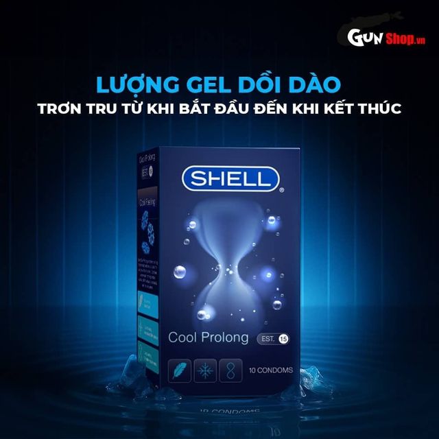 Bao cao su Shell Cool Prolong Siêu mỏng Hương bạc hà