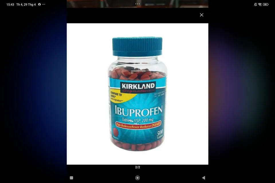 Vi&ecirc;n giảm đau hạ sốt Kirkland Signature Ibuprofen 200mg 500 vi&ecirc;n