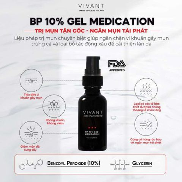 Serum Giảm Mụn Vivant BP 10% Gel Medication