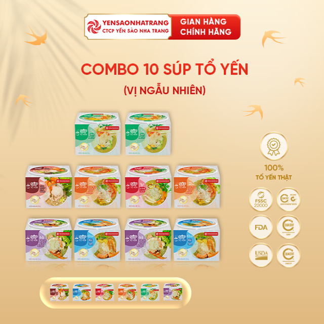 Combo 10 S&uacute;p Tổ Yến - Vị Ngẫu Nhi&ecirc;n