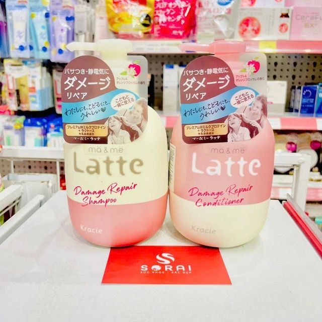 Bộ Dầu Gội & Dầu Xả Kracie Latte Nhật Bản