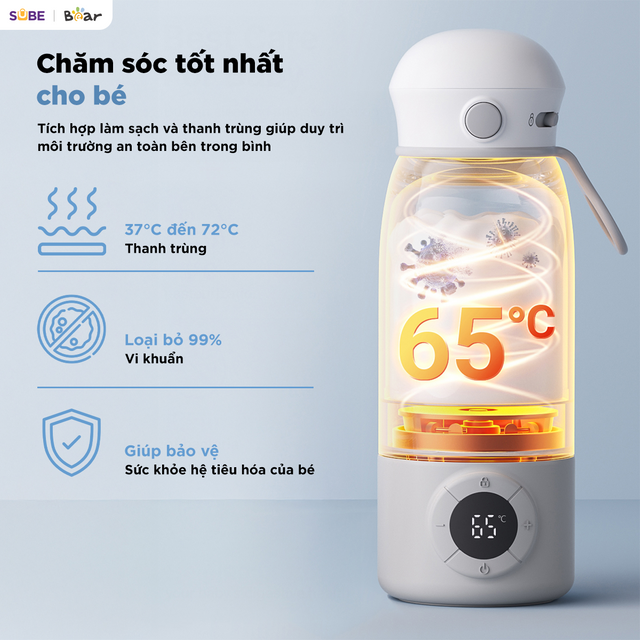 B&igrave;nh đun v&agrave; h&acirc;m nước pha sữa di động mini 0.5L Bear BKL-055EJ
