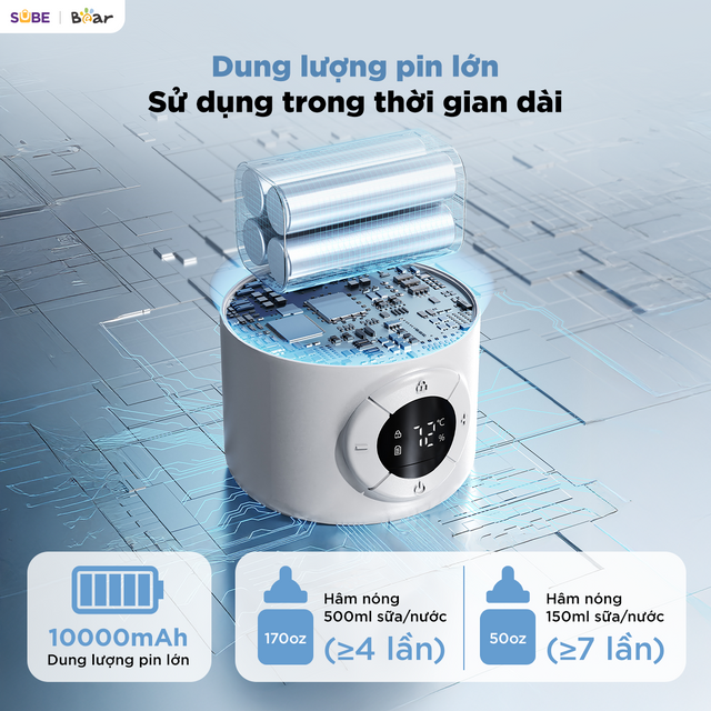 B&igrave;nh đun v&agrave; h&acirc;m nước pha sữa di động mini 0.5L Bear BKL-055EJ