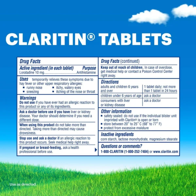 Vi&ecirc;n chống dị ứng Claritin Antihistamine Loratadine 10mg