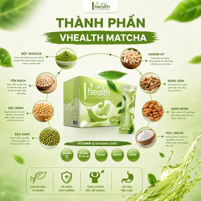 Sữa Dinh Dưỡng Vhealth Tr&agrave; Xanh