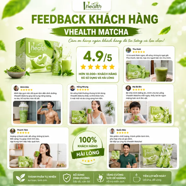Sữa Dinh Dưỡng Vhealth Tr&agrave; Xanh